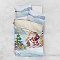 Merry Christmas Australia Bedding Set Funny Aussie Animals Santa Skiing