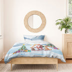 Merry Christmas Australia Bedding Set Funny Aussie Animals Santa Skiing
