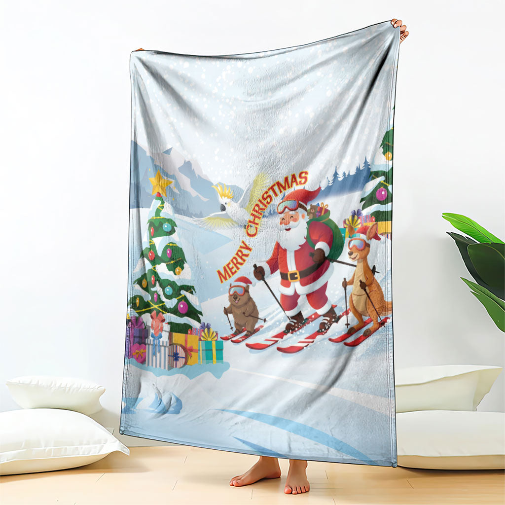 Merry Christmas Australia Blanket Funny Aussie Animals Santa Skiing