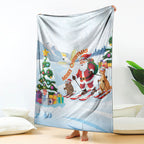 Merry Christmas Australia Blanket Funny Aussie Animals Santa Skiing