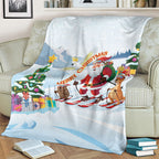 Merry Christmas Australia Blanket Funny Aussie Animals Santa Skiing
