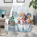 Merry Christmas Australia Blanket Funny Aussie Animals Santa Skiing