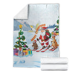 Merry Christmas Australia Blanket Funny Aussie Animals Santa Skiing