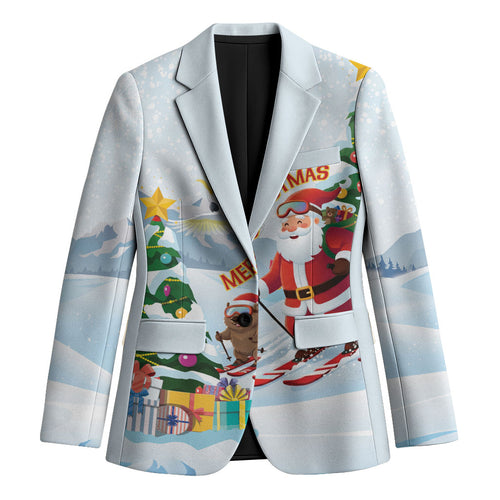 Merry Christmas Australia Blazer Funny Aussie Animals Santa Skiing