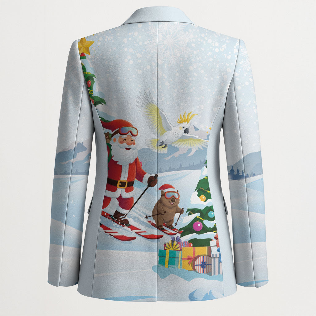 Merry Christmas Australia Blazer Funny Aussie Animals Santa Skiing