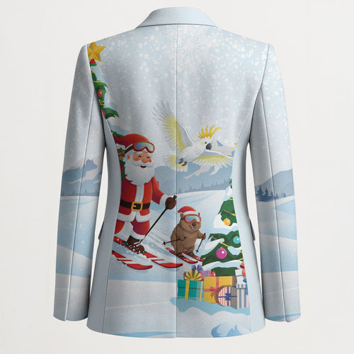Merry Christmas Australia Blazer Funny Aussie Animals Santa Skiing