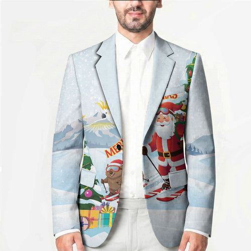 Merry Christmas Australia Blazer Funny Aussie Animals Santa Skiing