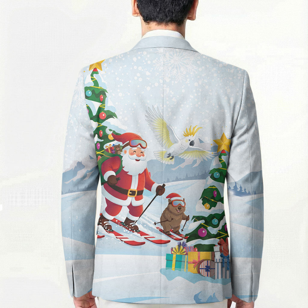 Merry Christmas Australia Blazer Funny Aussie Animals Santa Skiing