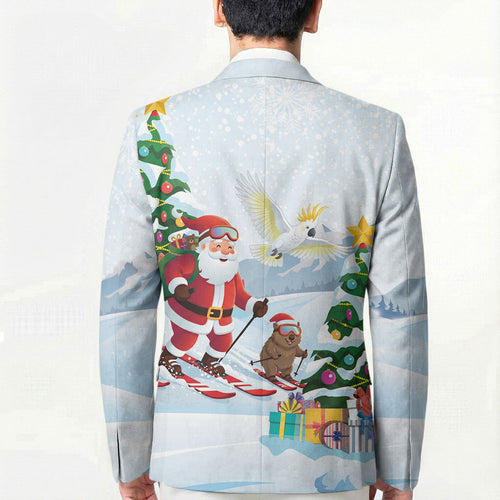 Merry Christmas Australia Blazer Funny Aussie Animals Santa Skiing