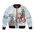 Merry Christmas Australia Bomber Jacket Funny Aussie Animals Santa Skiing