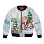 Merry Christmas Australia Bomber Jacket Funny Aussie Animals Santa Skiing