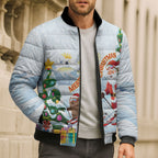 Merry Christmas Australia Bomber Puffer Jacket Funny Aussie Animals Santa Skiing