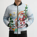 Merry Christmas Australia Bomber Puffer Jacket Funny Aussie Animals Santa Skiing