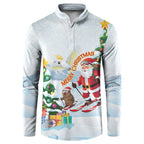 Merry Christmas Australia Button Sweatshirt Funny Aussie Animals Santa Skiing