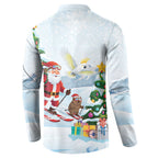 Merry Christmas Australia Button Sweatshirt Funny Aussie Animals Santa Skiing
