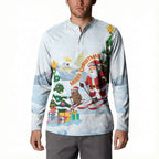 Merry Christmas Australia Button Sweatshirt Funny Aussie Animals Santa Skiing