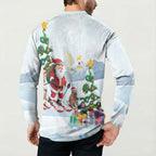 Merry Christmas Australia Button Sweatshirt Funny Aussie Animals Santa Skiing