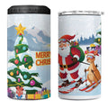 Merry Christmas Australia 4 in 1 Can Cooler Tumbler Funny Aussie Animals Santa Skiing