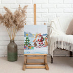 Merry Christmas Australia Canvas Wall Art Funny Aussie Animals Santa Skiing
