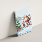Merry Christmas Australia Canvas Wall Art Funny Aussie Animals Santa Skiing