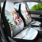 Merry Christmas Australia Car Seat Cover Funny Aussie Animals Santa Skiing