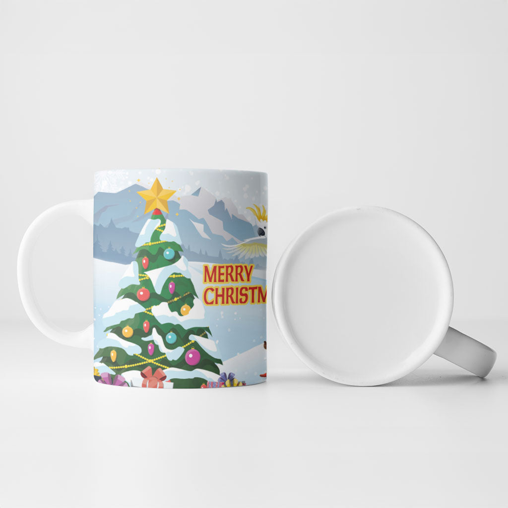 Merry Christmas Australia Ceramic Mug Funny Aussie Animals Santa Skiing