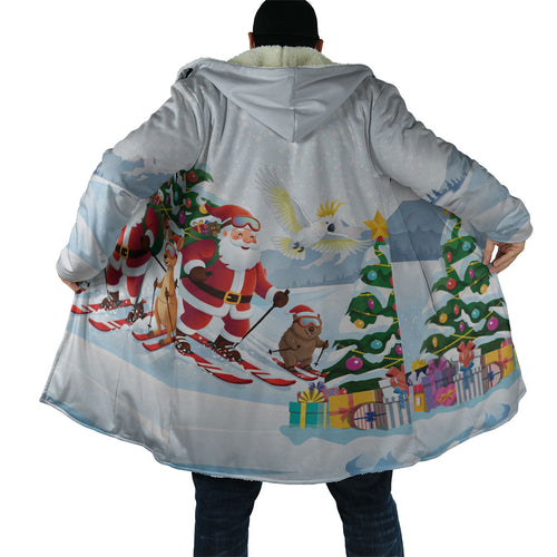 Merry Christmas Australia Cloak Funny Aussie Animals Santa Skiing