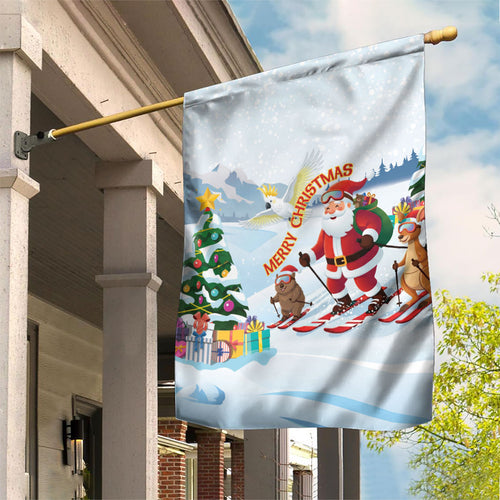 Merry Christmas Australia Garden Flag Funny Aussie Animals Santa Skiing