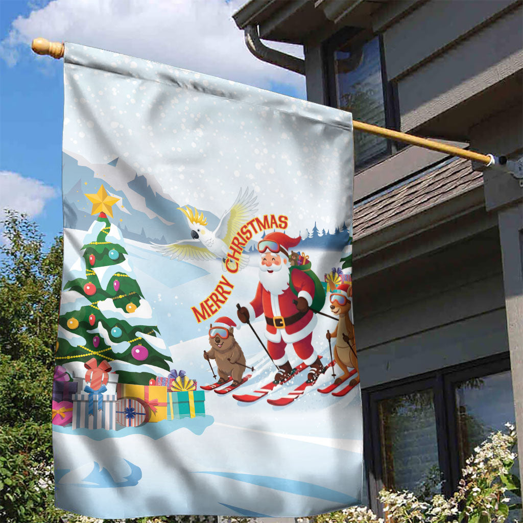 Merry Christmas Australia Garden Flag Funny Aussie Animals Santa Skiing