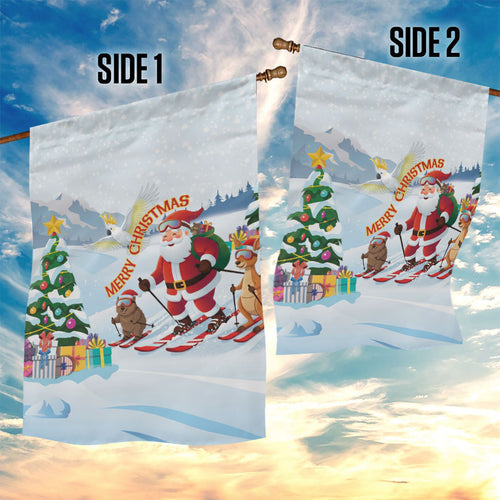 Merry Christmas Australia Garden Flag Funny Aussie Animals Santa Skiing