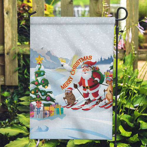 Merry Christmas Australia Garden Flag Funny Aussie Animals Santa Skiing