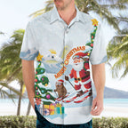 Merry Christmas Australia Hawaiian Shirt Funny Aussie Animals Santa Skiing