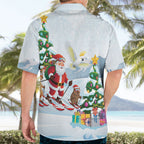 Merry Christmas Australia Hawaiian Shirt Funny Aussie Animals Santa Skiing