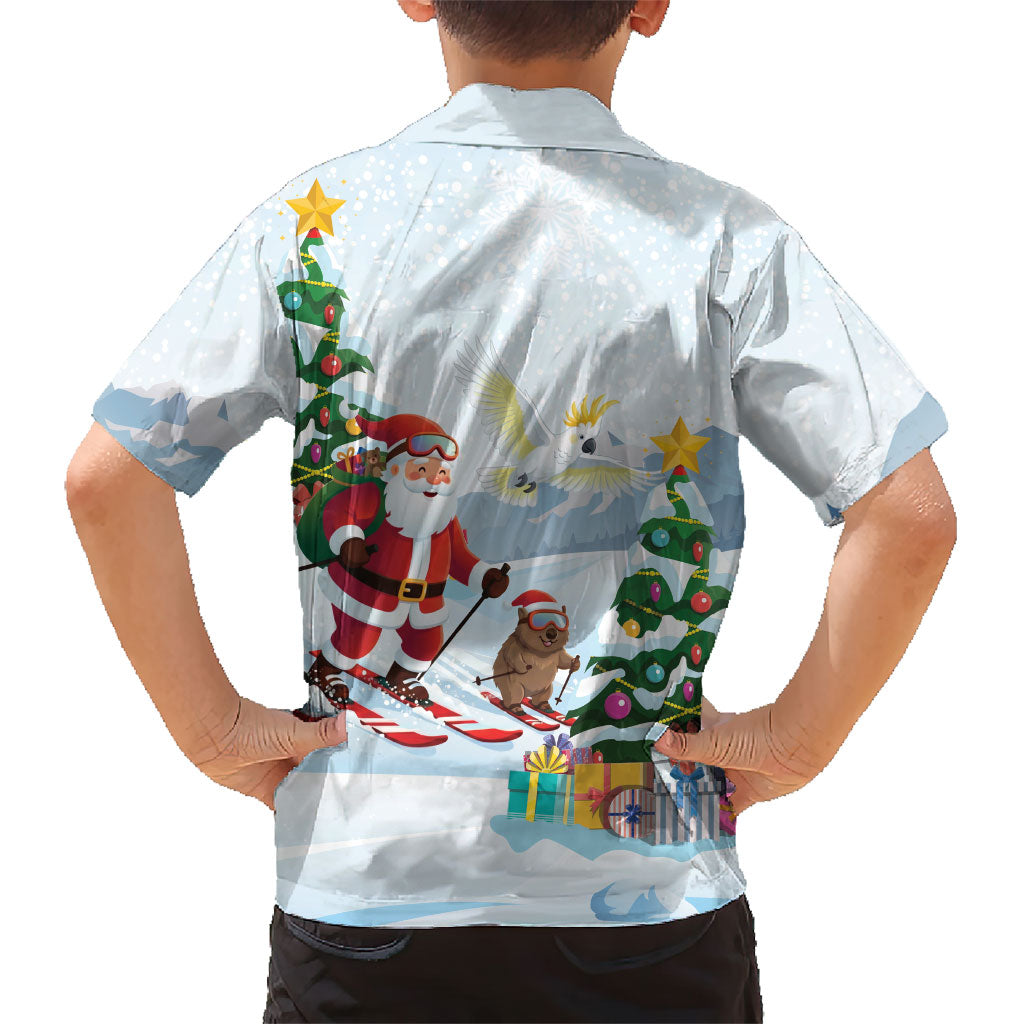 Merry Christmas Australia Hawaiian Shirt Funny Aussie Animals Santa Skiing