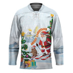 Merry Christmas Australia Hockey Jersey Funny Aussie Animals Santa Skiing
