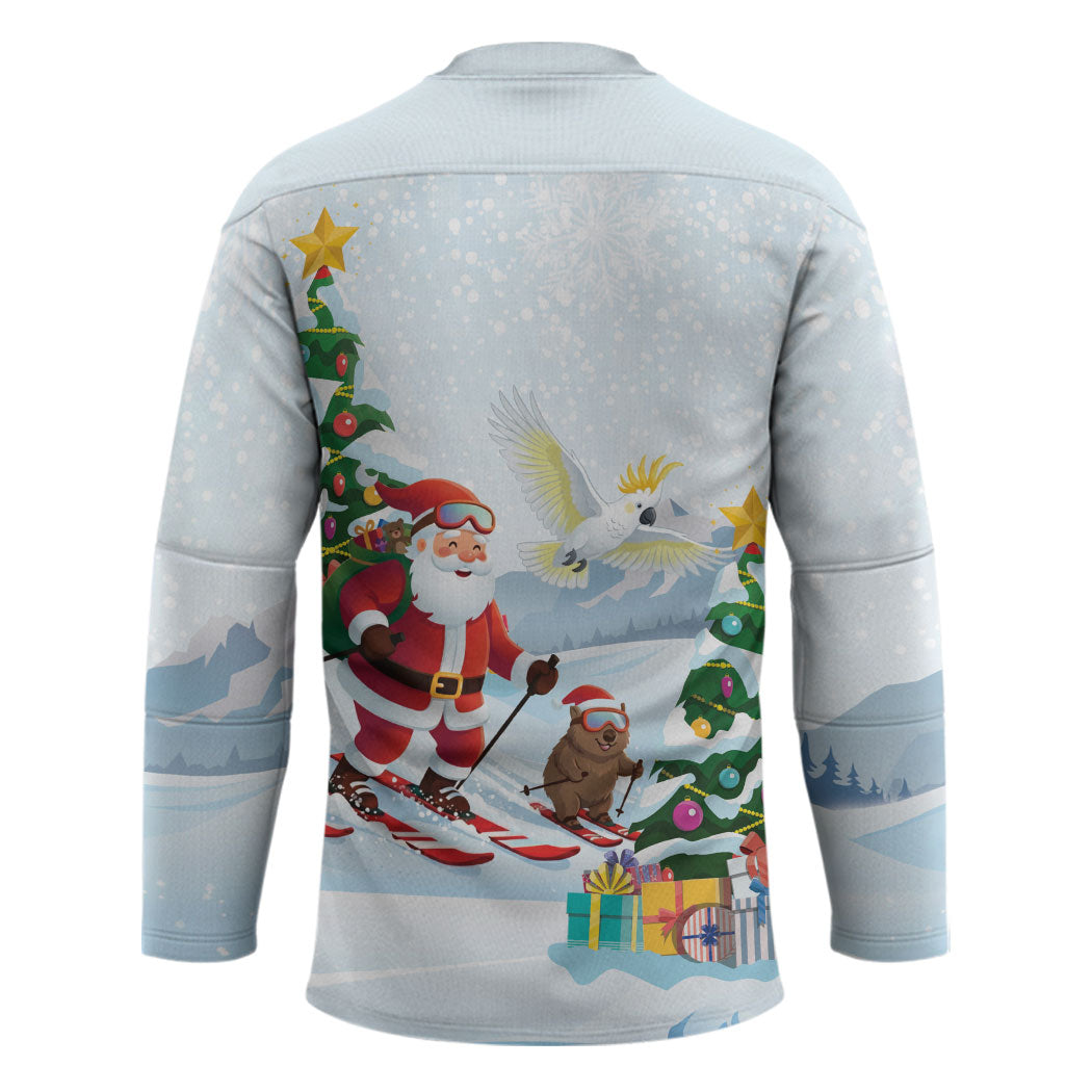 Merry Christmas Australia Hockey Jersey Funny Aussie Animals Santa Skiing
