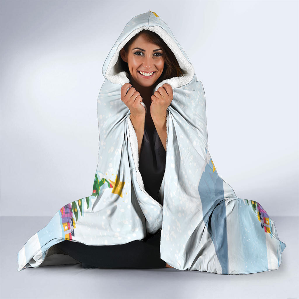 Merry Christmas Australia Hooded Blanket Funny Aussie Animals Santa Skiing