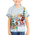 Merry Christmas Australia Kid Hawaiian Shirt Funny Aussie Animals Santa Skiing