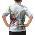 Merry Christmas Australia Kid Hawaiian Shirt Funny Aussie Animals Santa Skiing LT14