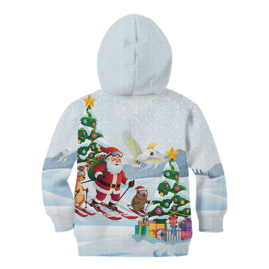 Merry Christmas Australia Kid Hoodie Funny Aussie Animals Santa Skiing