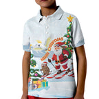 Merry Christmas Australia Kid Polo Shirt Funny Aussie Animals Santa Skiing