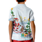 Merry Christmas Australia Kid Polo Shirt Funny Aussie Animals Santa Skiing