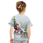 Merry Christmas Australia Kid T Shirt Funny Aussie Animals Santa Skiing