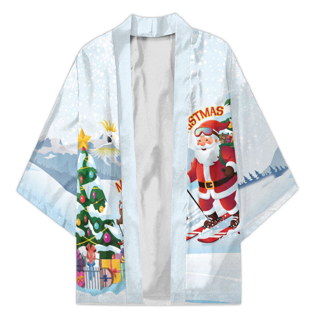 Merry Christmas Australia Kimono Funny Aussie Animals Santa Skiing