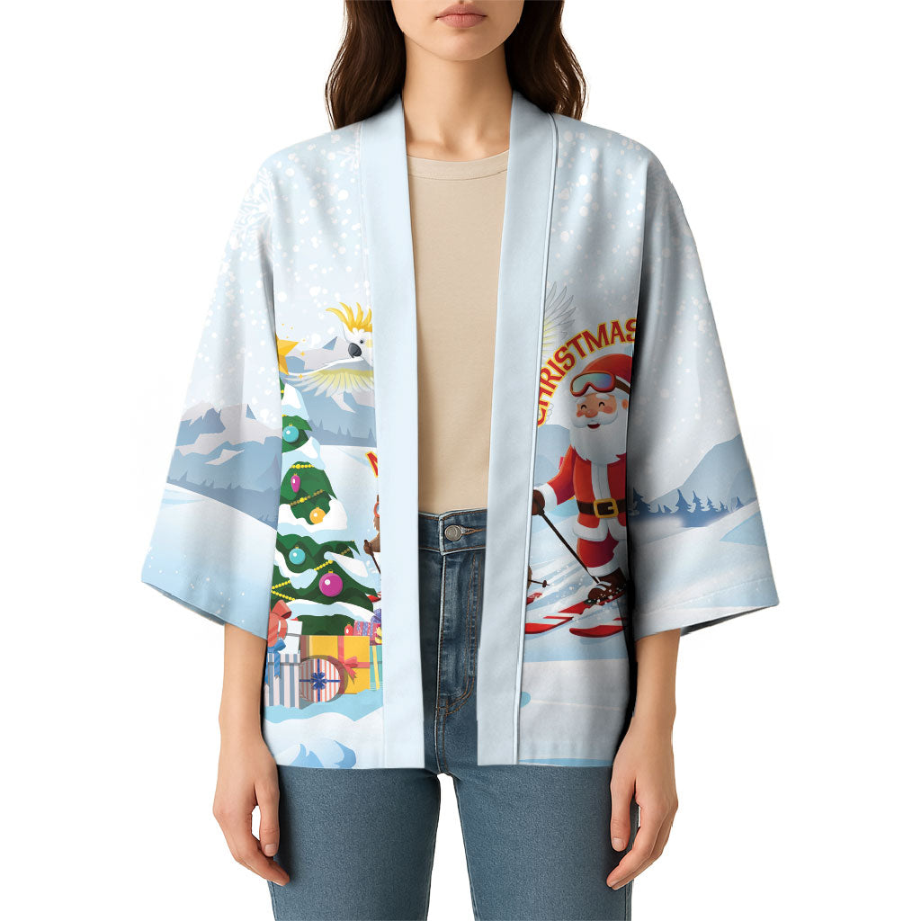 Merry Christmas Australia Kimono Funny Aussie Animals Santa Skiing