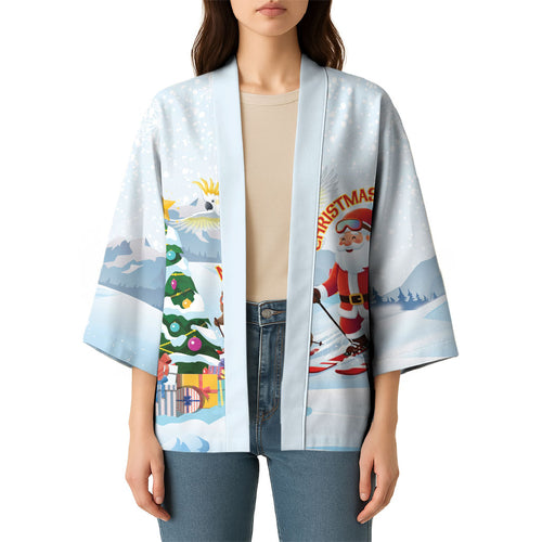 Merry Christmas Australia Kimono Funny Aussie Animals Santa Skiing