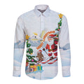 Merry Christmas Australia Long Sleeve Button Shirt Funny Aussie Animals Santa Skiing