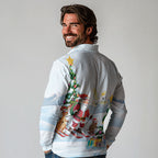 Merry Christmas Australia Long Sleeve Polo Shirt Funny Aussie Animals Santa Skiing