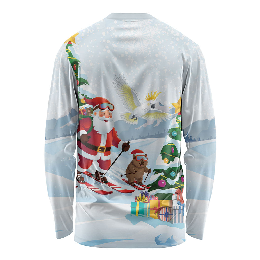 Merry Christmas Australia Long Sleeve Shirt Funny Aussie Animals Santa Skiing