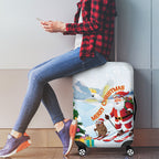 Merry Christmas Australia Luggage Cover Funny Aussie Animals Santa Skiing